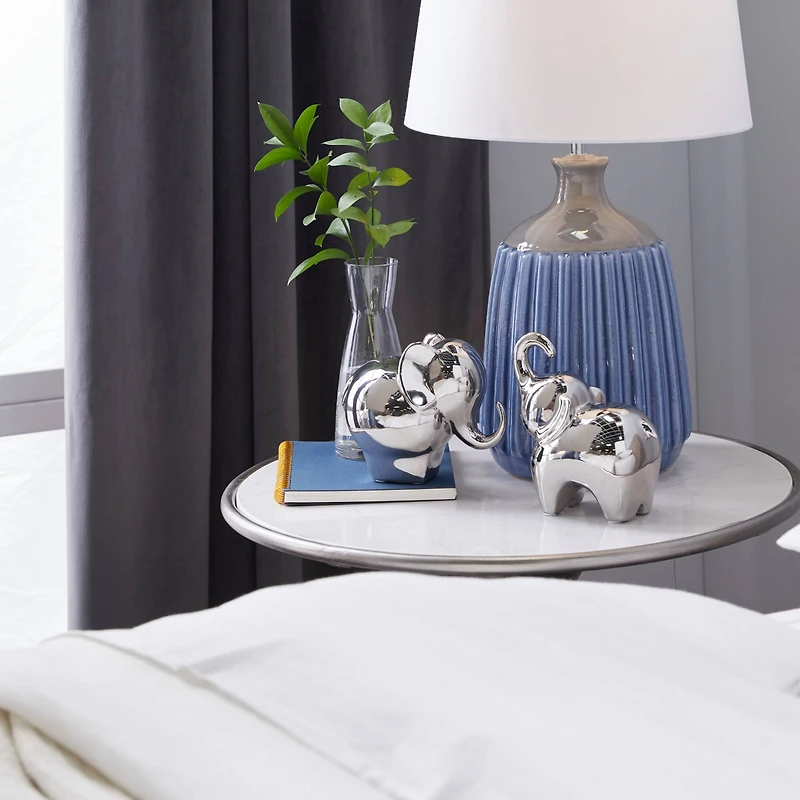 Silver Contemporary Elephant Sculpture Set