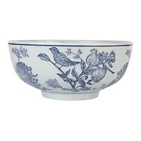 Hello Honey® 10" Blue & White Aviary Garden Stoneware Bowl