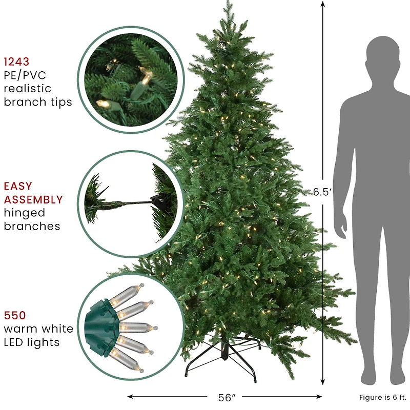 6.5ft. Pre-Lit Real Touch™️ Minnesota Balsam Fir Artificial Christmas Tree, Warm White LED