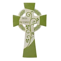 Luck of the Irish Green and White "Irish Blessings" Religious Wall Cross