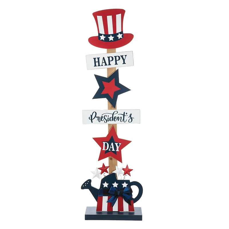 Glitzhome® 35.7" Patriotic Americana Wooden Top Hat Porch Sign