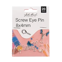 John Bead Must Have Findings 8mm x 4mm Screw Eye Pins, 20ct.