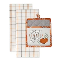 DII® Crazy Pumpkin Lady Potholder & Dishtowel Set