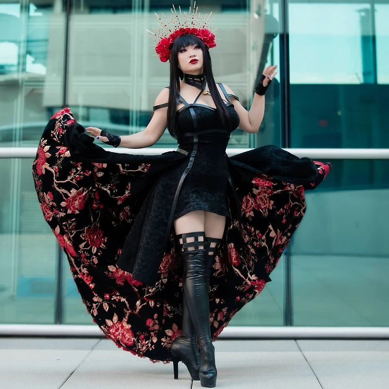Cosplay by Yaya Han Red Floral Velvet Brocade Fabric