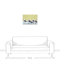 Seagulls On Yellow 24" x 16" Canvas Wall Art