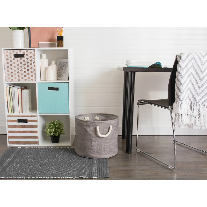 Gray Polyester Variegated Round Bin