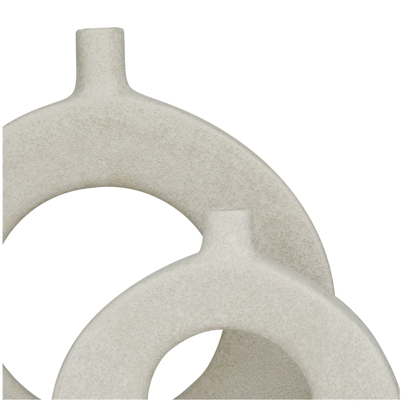 CosmoLiving by Cosmopolitan White Ceramic Round Donut Shaped Vase Set of 2 16", 10"