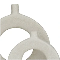 CosmoLiving by Cosmopolitan White Ceramic Round Donut Shaped Vase Set of 2 16", 10"