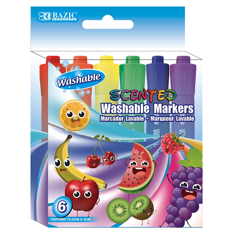 BAZIC® Scented Washable Markers, 12 Packs of 6