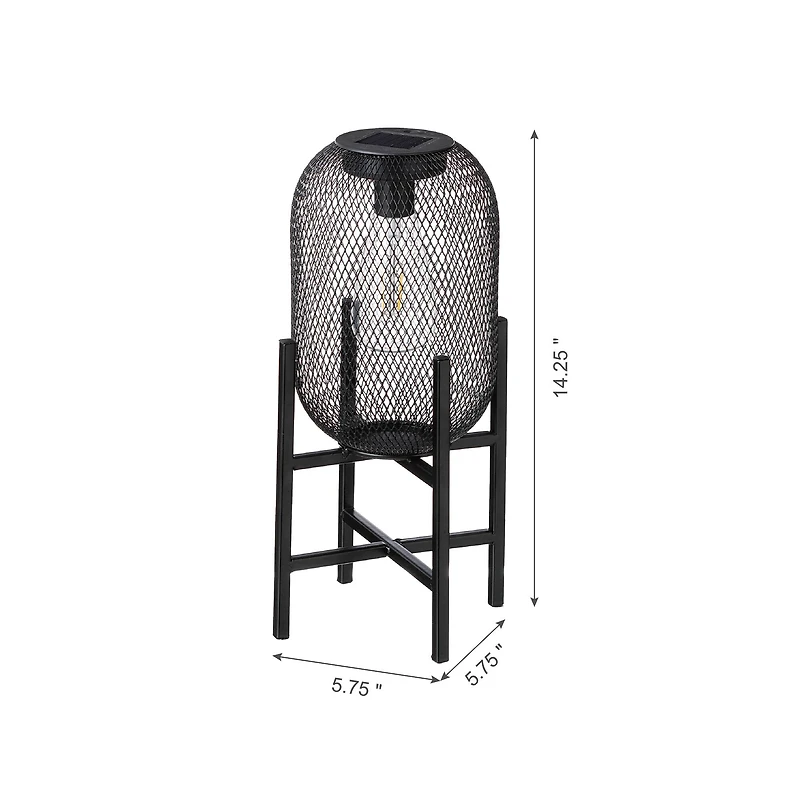 Glitzhome® 14" Metal Mesh Solar Powered Lantern with Stand