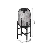 Glitzhome® 14" Metal Mesh Solar Powered Lantern with Stand