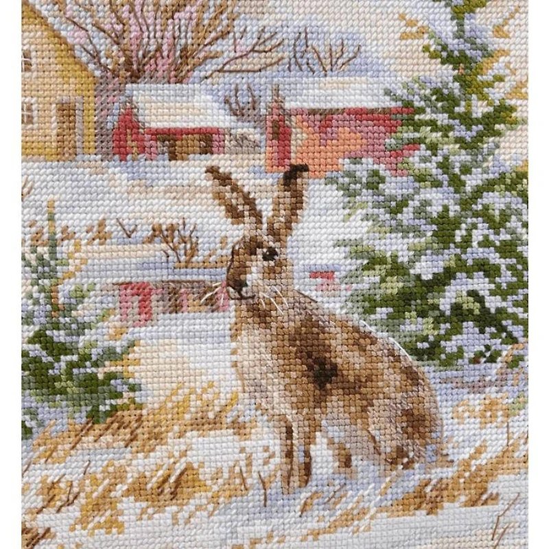 Alisa Winter Day Brown Hare Cross Stitch Kit