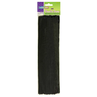 12" Black Chenille Stems, 12 Packs of 100