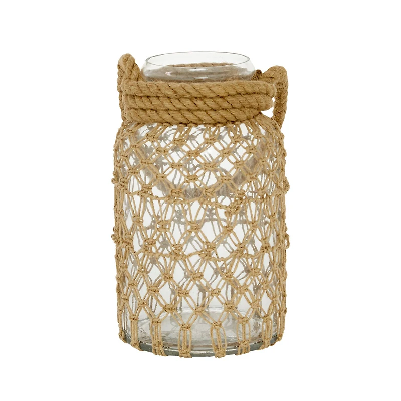 The Novogratz Brown Glass Coastal Lantern, 12" x 7" x 8"