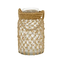 The Novogratz Brown Glass Coastal Lantern, 12" x 7" x 8"