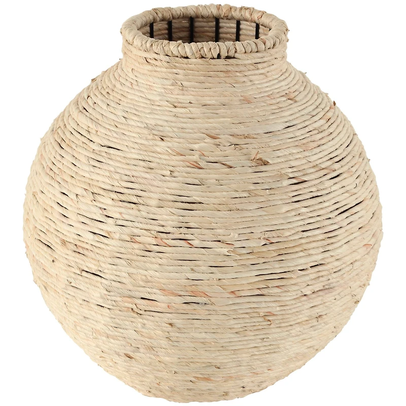13" Beige Seagrass Handmade Wrapped Vase