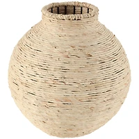 13" Beige Seagrass Handmade Wrapped Vase