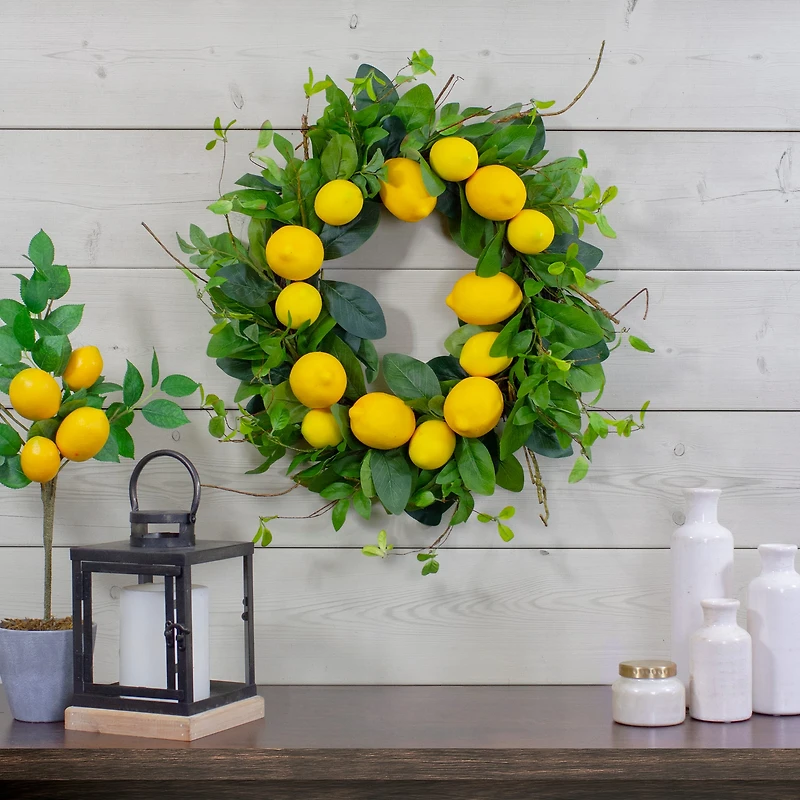 20" Yellow & Green Lemons & Assorted Foliage Spring Wreath