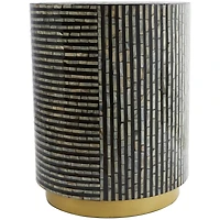 Black Mother of Pearl Drum Accent Table