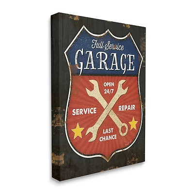 Stupell Industries Full Service Garage Sign Rustic Americana Highway Symbol Canvas Wall Art
