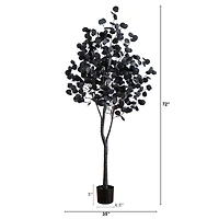 6ft. Pre-Lit Artificial Halloween Black Eucalyptus Tree with 300 Orange & Purple LED Lights