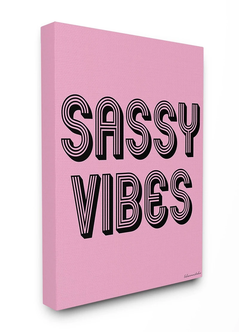 Stupell Industries lulusimonSTUDIO Pink & Black Sassy Vibes Canvas Wall Art