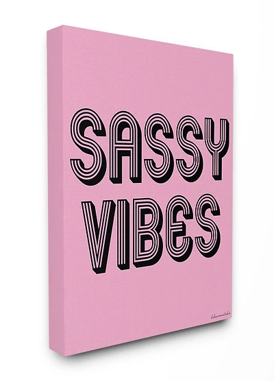 Stupell Industries lulusimonSTUDIO Pink & Black Sassy Vibes Canvas Wall Art