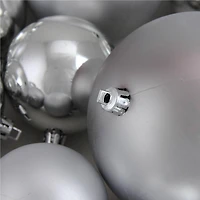 50ct. Silver Splendor Shatterproof 2-Finish Christmas Ball Ornaments