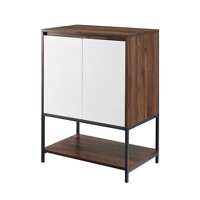 Walker Edison Dark Walnut/White 2 Door Accent Cabinet