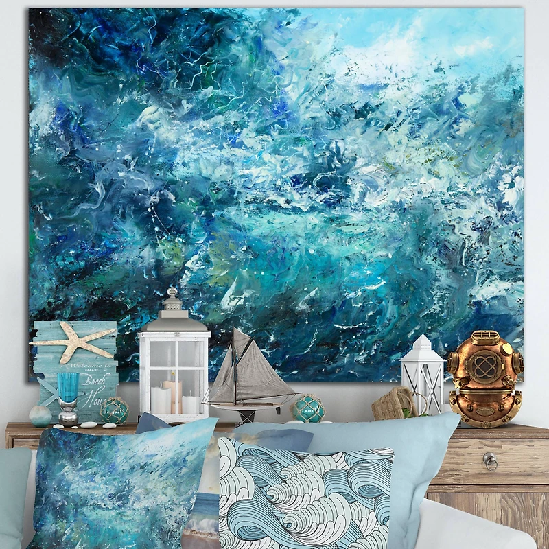 Designart - Wild Blue Ocean Waves V