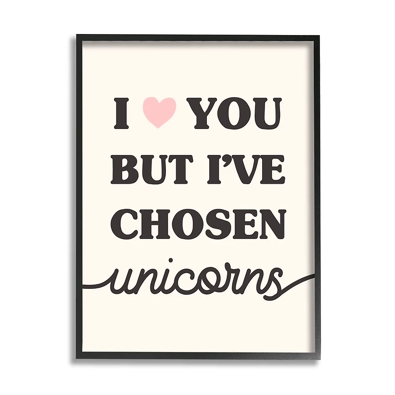 Stupell Industries I Love You But Unicorns Funny Phrase Fantasy Framed Wall Art