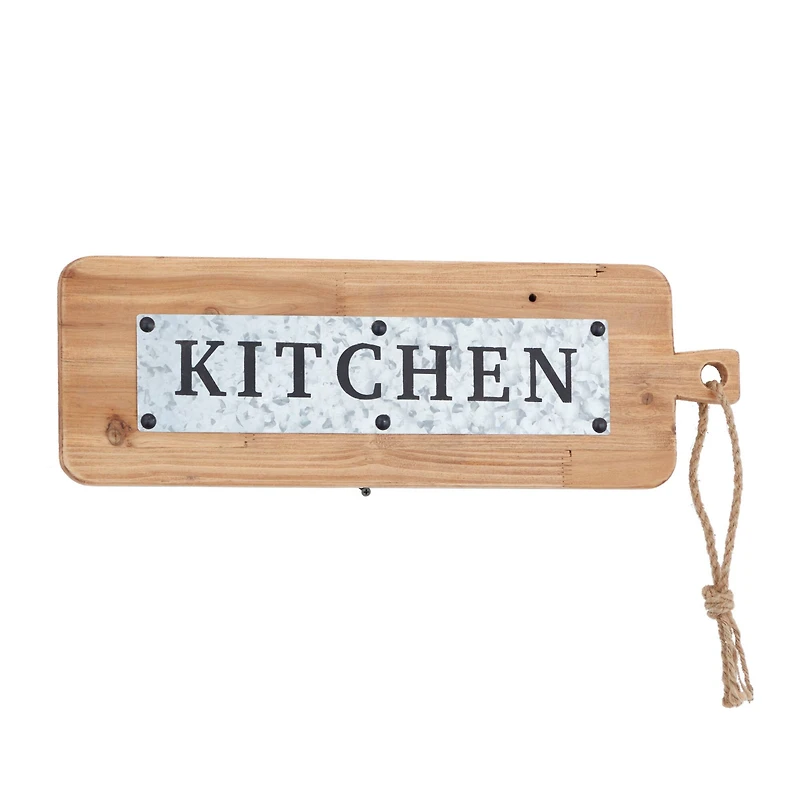 Brown Fir Modern Farmhouse Wall Decor, 8" x 24" x 1"