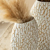 Glitzhome® Gold & White Oval Textured Metal Floor Vases Set