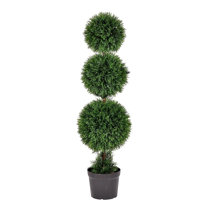4ft. Potted Triple Ball Green Cedar Topiary