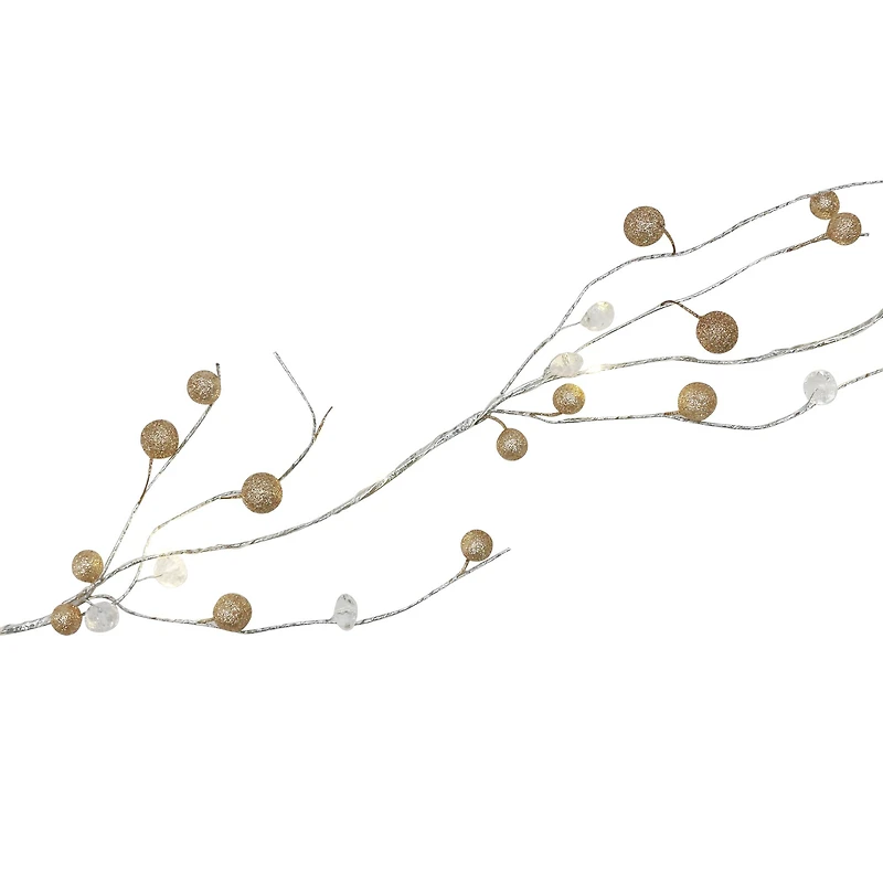 18ct. Warm White LED Gold Glitter & Crystal Bead Garland String Lights on Silver Wire by Ashland®