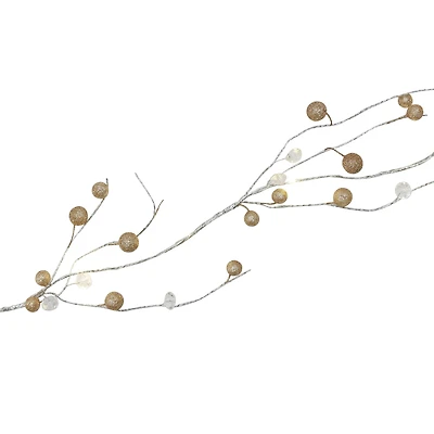 18ct. Warm White LED Gold Glitter & Crystal Bead Garland String Lights on Silver Wire by Ashland®