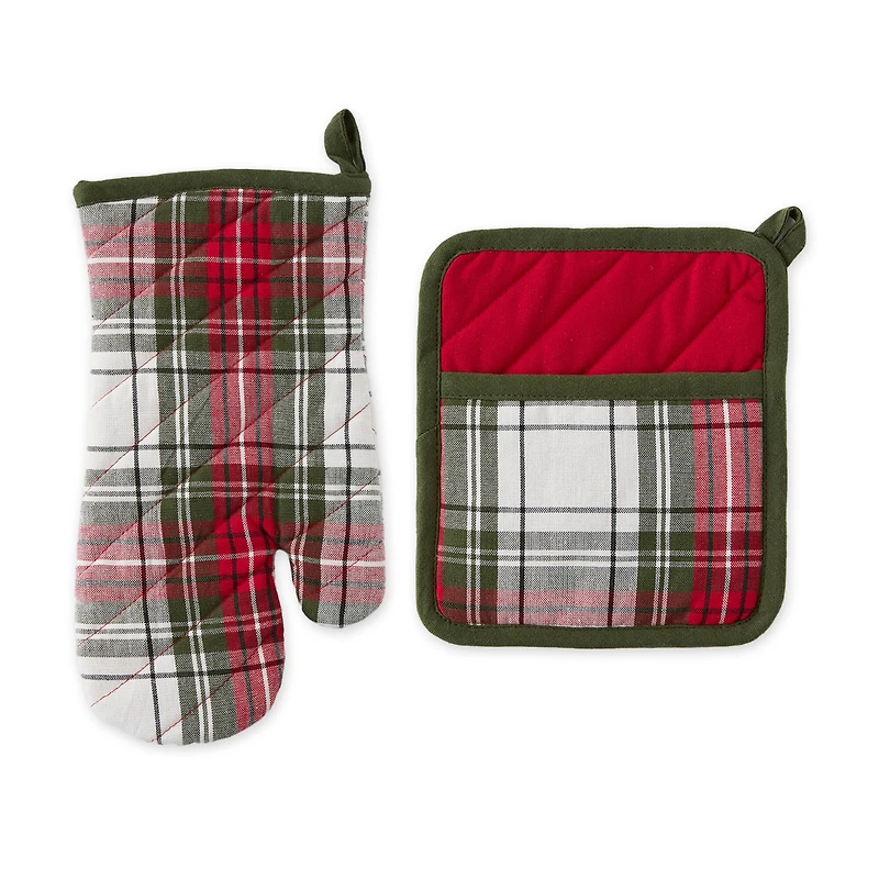 DII® Christmas Plaid Oven Mitt & Potholder Set