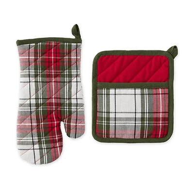 DII® Christmas Plaid Oven Mitt & Potholder Set