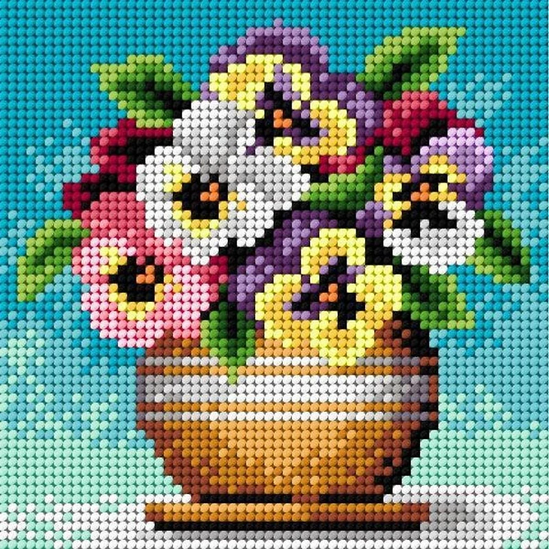 Orchidea Bouquet of Pansies Gobelin Canvas For Halfstitch Without Yarn