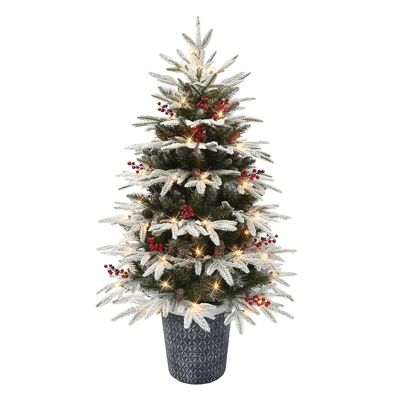 4.5ft. Pre-Lit Halifax Fir Artificial Potted Christmas Tree, Clear Lights