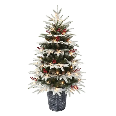 4.5ft. Pre-Lit Halifax Fir Artificial Potted Christmas Tree, Clear Lights