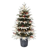 4.5ft. Pre-Lit Halifax Fir Artificial Potted Christmas Tree, Clear Lights