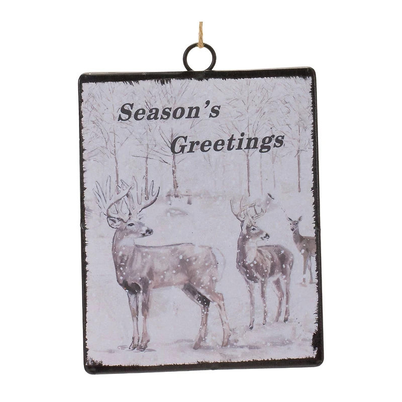 12ct. 6.25" Glass Seasons Greetings Deer Ornament Set