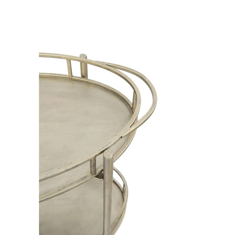 Hello Honey® 30" Beige 2-Tier Metal Bar Cart With Locking Caster Wheels