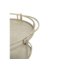 Hello Honey® 30" Beige 2-Tier Metal Bar Cart With Locking Caster Wheels