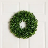 18in. Pre-Lit Artificial Boxwood Wreath with 25 Warm White LED Lights