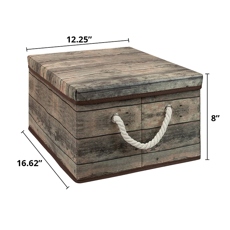 Sorbus 16.5" Rustic Wood Pattern Storage Box