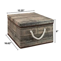 Sorbus 16.5" Rustic Wood Pattern Storage Box