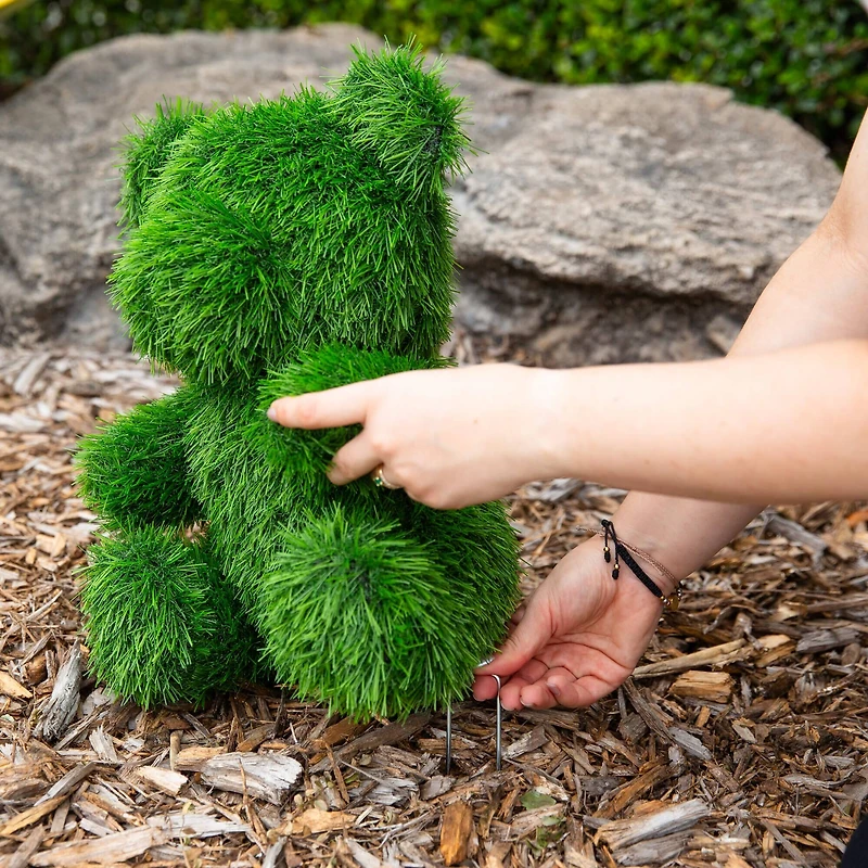 14in. UV Resistant Artificial Grass Garden Plush Topiary Bear (Indoor/Outdoor)