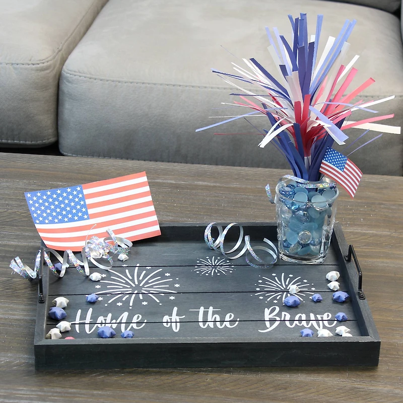 Elegant Designs™ 15.5" Home of the Brave Serving Tray with Handles